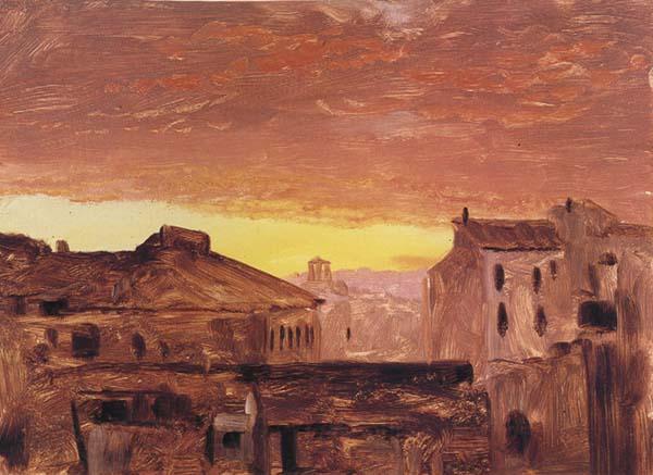Frederic E.Church Rooftops at Sunset,Rome,Italy Spain oil painting art